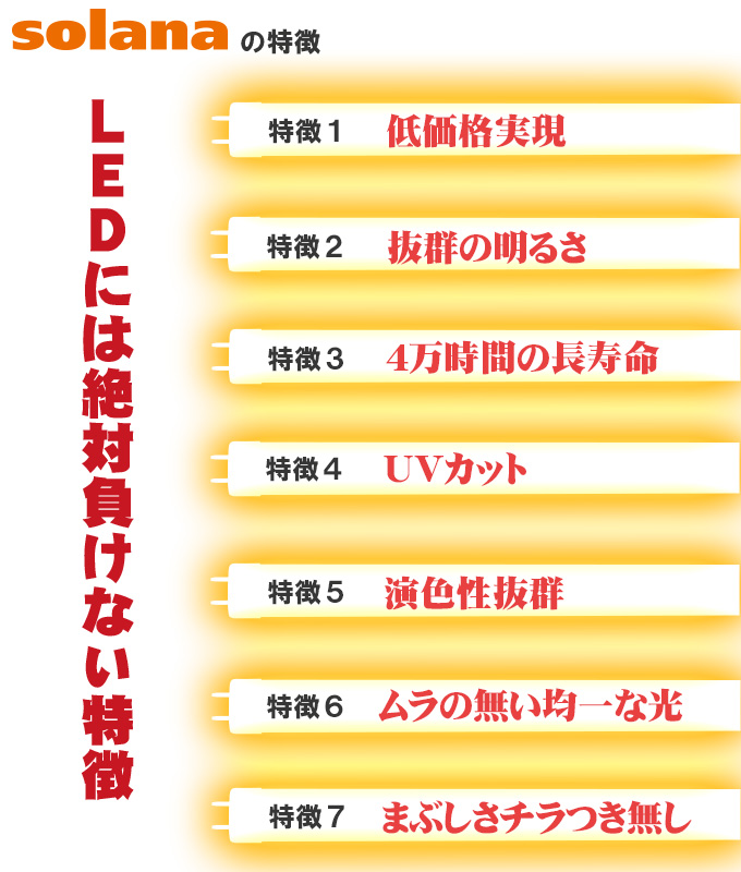 寿命は40,000時間で約10年交換コストゼロです。消費電力は68Ｗで、蛍光灯に比べ約20～40％以上の省エネ性。配光角は220°で室内照明として最適な光の広がりです。（高原は360°）紫外線（ＵＶ）カット機能付きで、虫が寄り付きにくい光です。液晶用の高品質CCFL採用で、グレアがない自然な優しい光です。3波長ＲＧＢ型のCCFL採用。Ra86で光の違和感がありません。マグシウム合金フレーム採用。中間点に脱落防止フック取付です。
。